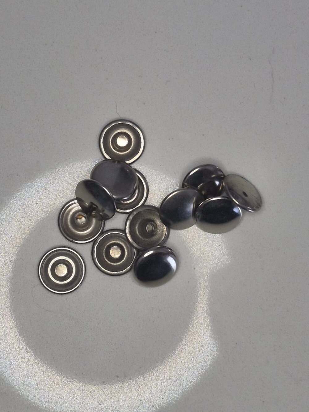13 Silver Domed Snap Cap Fasteners 5/8 in Cap 1/4 in Length